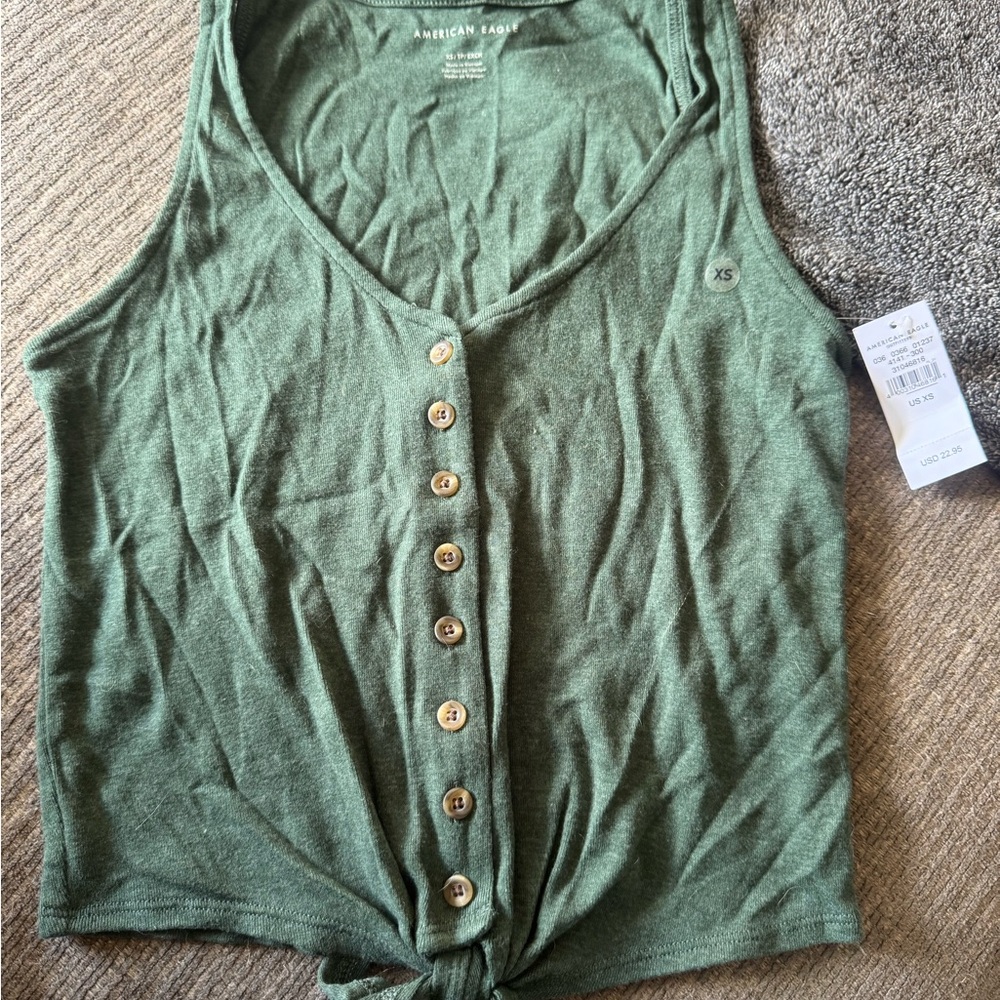 American Eagle Outfitters Green Button-Down Women's Top